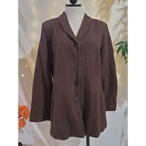 Jax VTG 80s Wool Metallic Textured Blazer Jacket Womens 12 Brown Academia Career